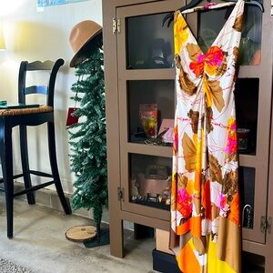 BLOOM | Floral Silk Halter Dress